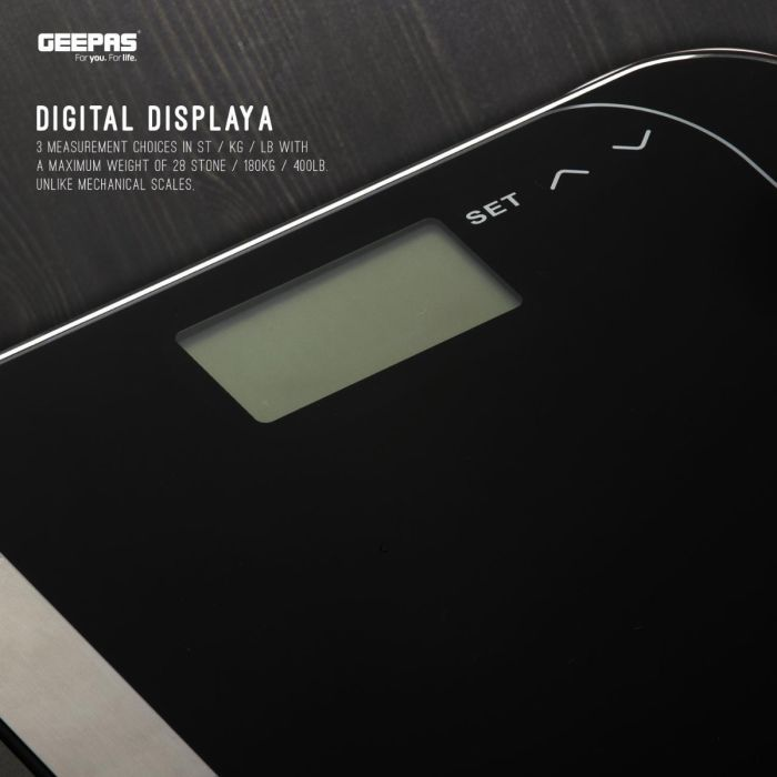 Geepas GBS46506UK Body Fat Bathroom Scale - Smart High Accuracy Digital Weighing Scales For Body Weight, BMI Visceral Body Fat Rating, Muscle Mass, Body Hydration, Water & Bone Mass - 2 Year Warranty