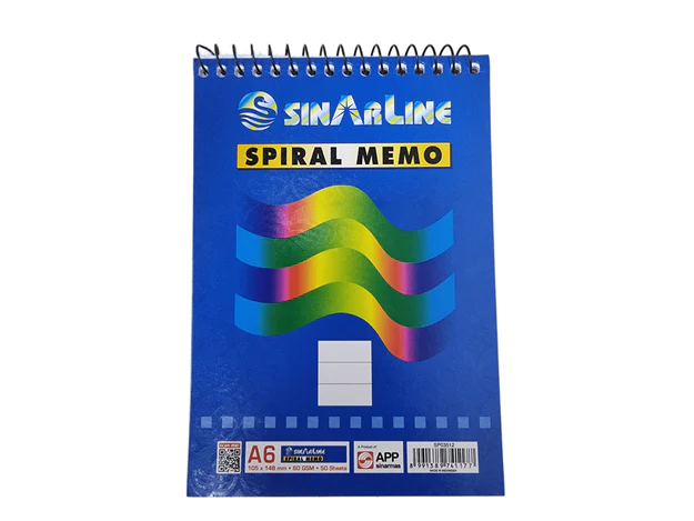 Sinarline Spiral Pad Top Spiral A6 60gsm 50 Sheets Line Ruled