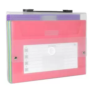 FIS Sliding File With 7 Pockets, Clear Strip Cover, Color Pockets - FSPG1314