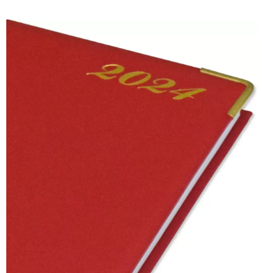 FIS A4 Diary 2024 English (Golden Corners) Red - FSDI42E24RE