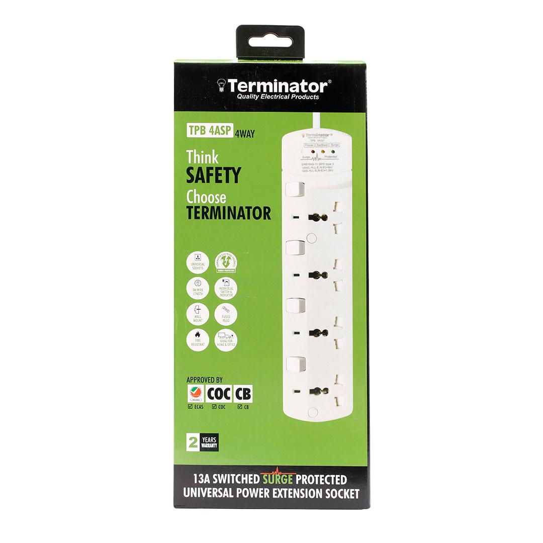 4 Way Universal Power Extension with Surge Protection & 3M Cable length.