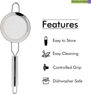 Royalford Tea Strainer 65 Cm - Stainless Steel - Silver