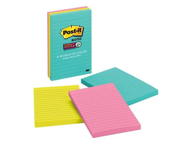 3M Post-It Notes Super Sticky 4645-3SSMIA, 101 mm x 152 mm, 45 Sheets-pad, 3 pads-pack
