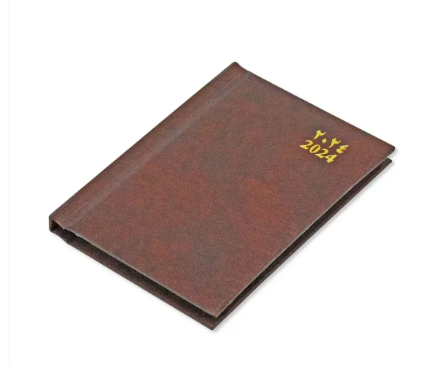 FIS 2024 Pocket Diary Arabic English Vinyl 1 Side Padded Week View Brown -FSDI12AE24BR