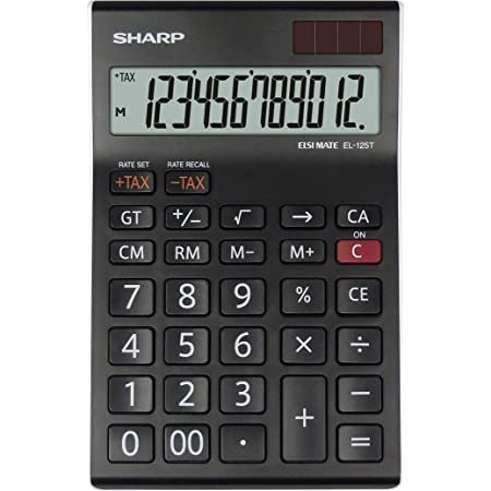 Sharp EL-125TWH Office Desktop Calculator - Black/White