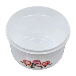 Royalford Round Storage Bowl - Plastic - White & Red - 3 LITER