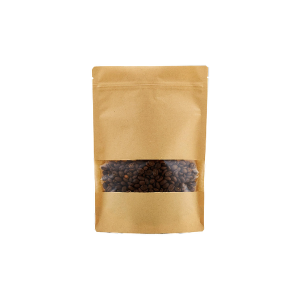 Kraft Brown Resealable Paper Bag With Window 50 Pieces 18x26x4 Cm