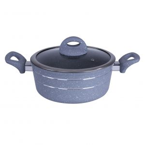 Royalford Die Cast Casserole With Glass Lid - Aluminium - Grey - 24 CM
