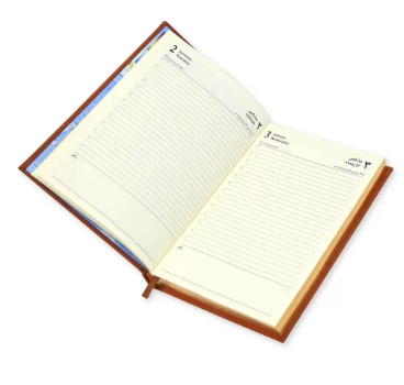 FIS Golden Diary 2024 (Arabic/English) A5, Italian PU, 1-Side Padded, Brown - FSDI20AEG24BR