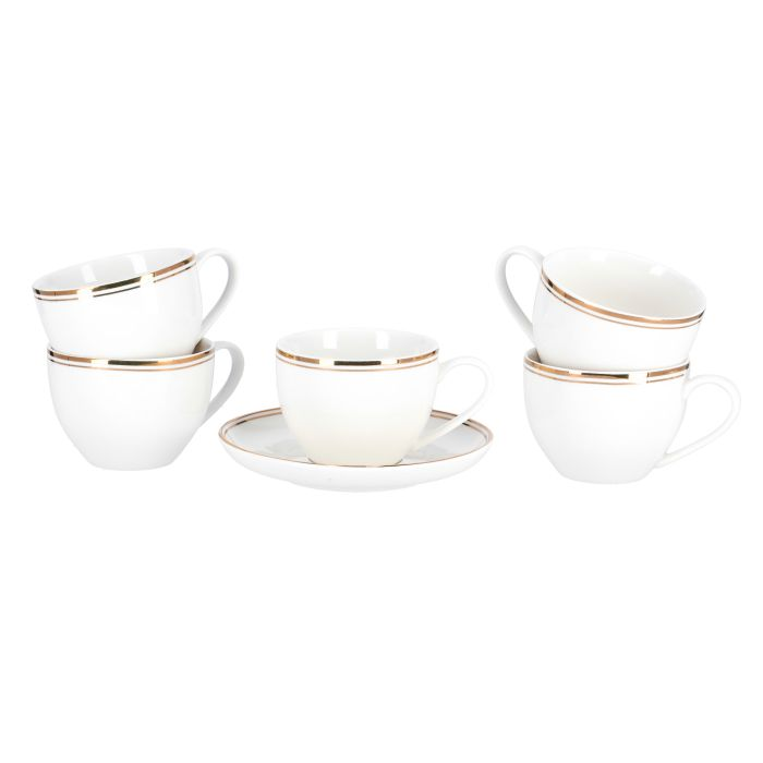 Royalford RF9653 12 Pcs New Bone Cups With Saucer Set 8.8*7Cm - Made Up Of High-Quality Material For Regular Use Heat Resistant | Dishwasher Safe | Ideal For Tea, Coffee, Latte, Cappuccino Or Espresso