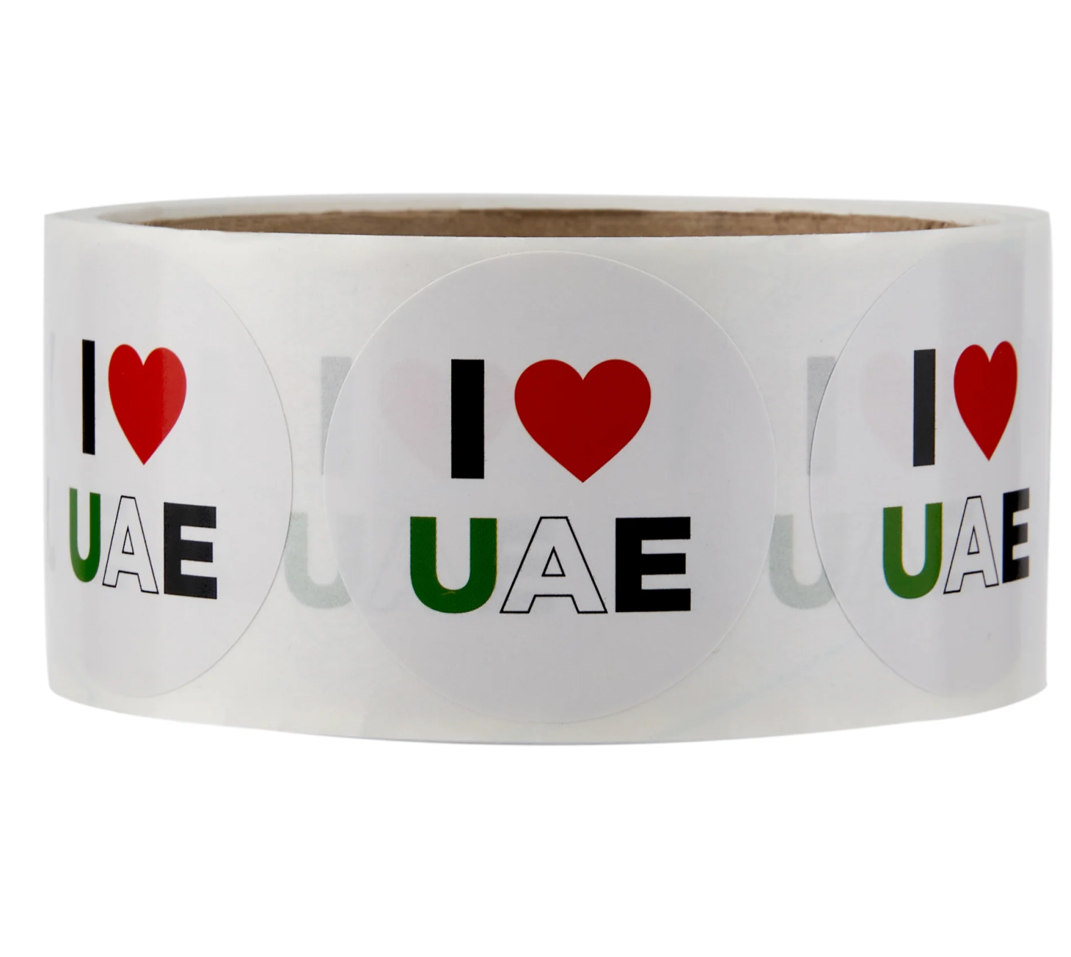 I Love UAE Round Sticker 250 Pieces 40mm