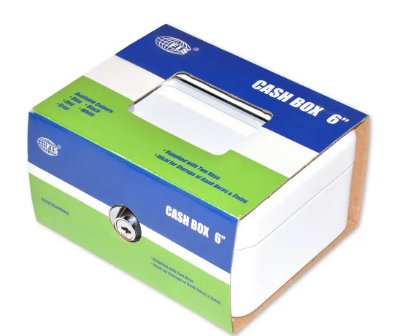 FIS Cash Box with Key, 6 Inch, Matt Finish White Color - FSCPTS0034WT