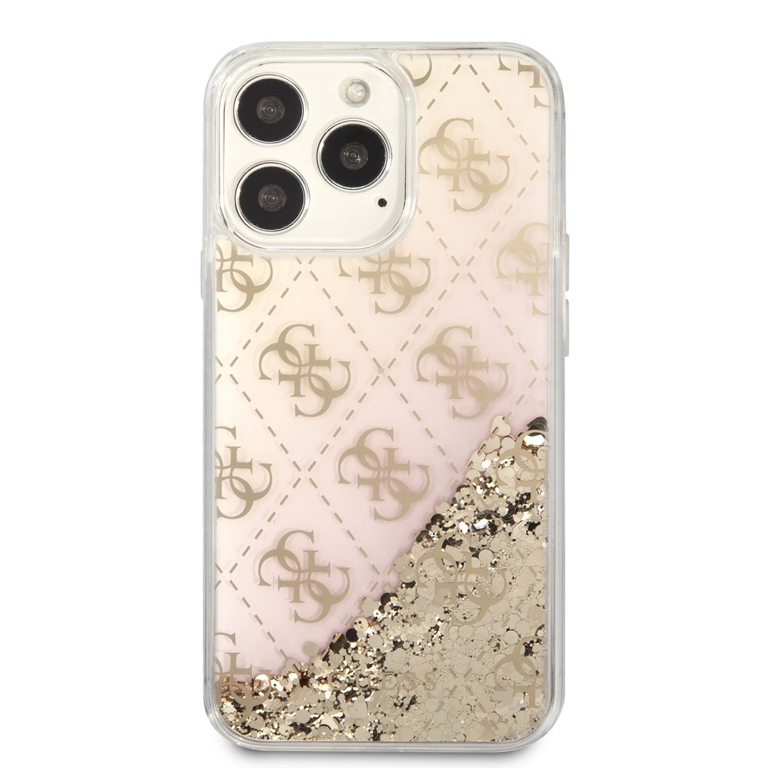 Guess Liquid Glitter Case 4G Pattern Gradient Background For iPhone 13 Pro (6.1") - Gold