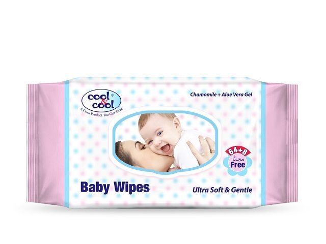 Cool & Cool Baby Wipes 64's plus 8 Wipes Free