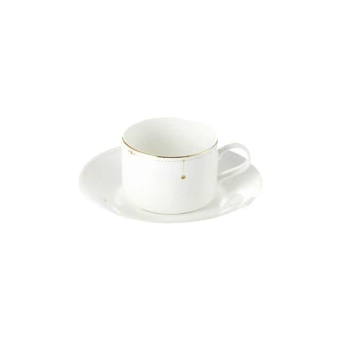 Royalford Tea Cup & Saucer, 12 Pcs - Tableware Ivory White China Porcelain Coffee Cup And Saucer Set, Modern Style Cup & Saucer Set, Service For 6