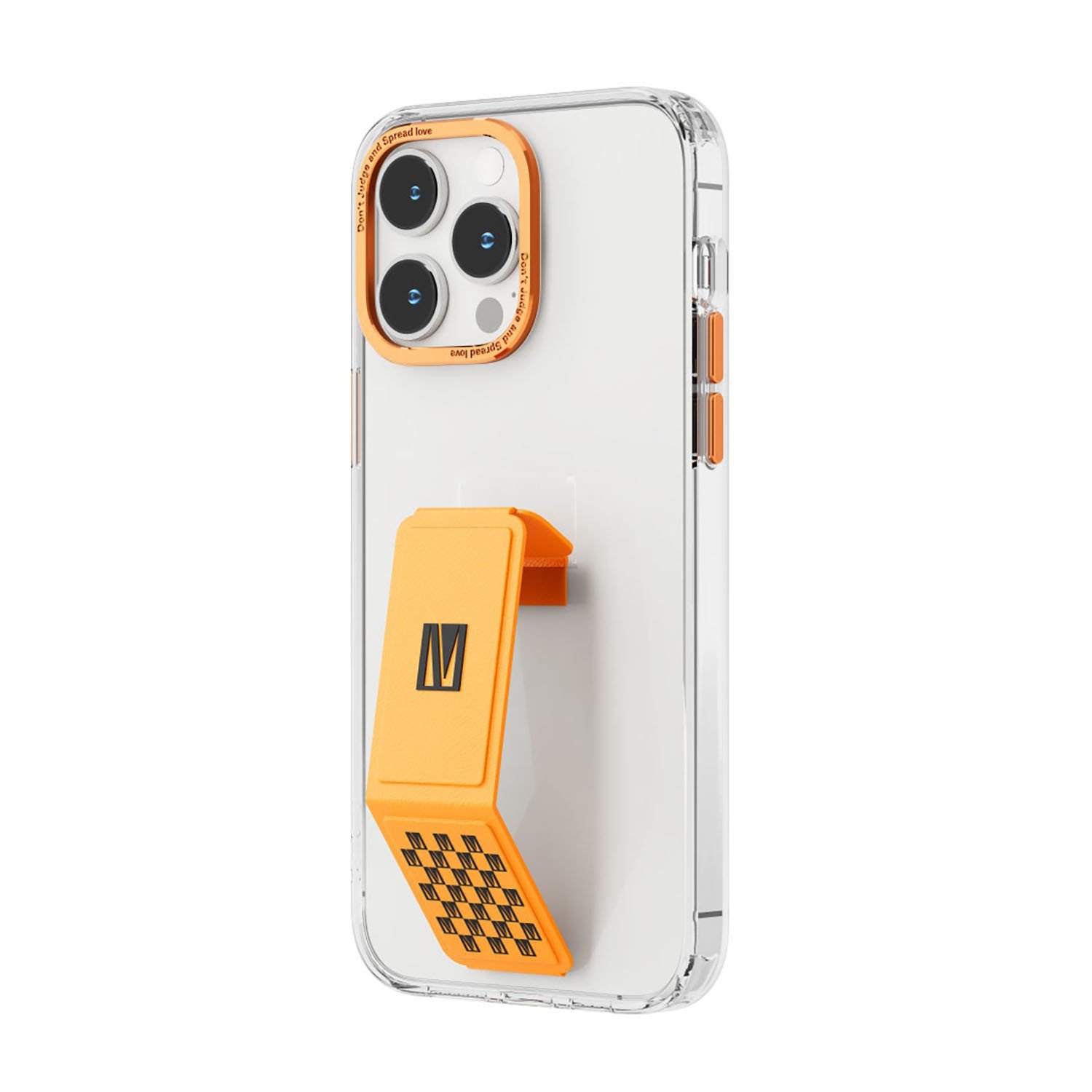 Levelo Morphix Clara Gripstand iPhone 14 Pro Max IMD Clear Back Case - Orange