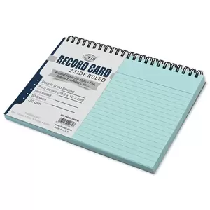 FIS Ruled Record Card 180 GSM 8X5 Inch Double Loop Spiral 50 Sheets Blue -FSIC85-180SPBL