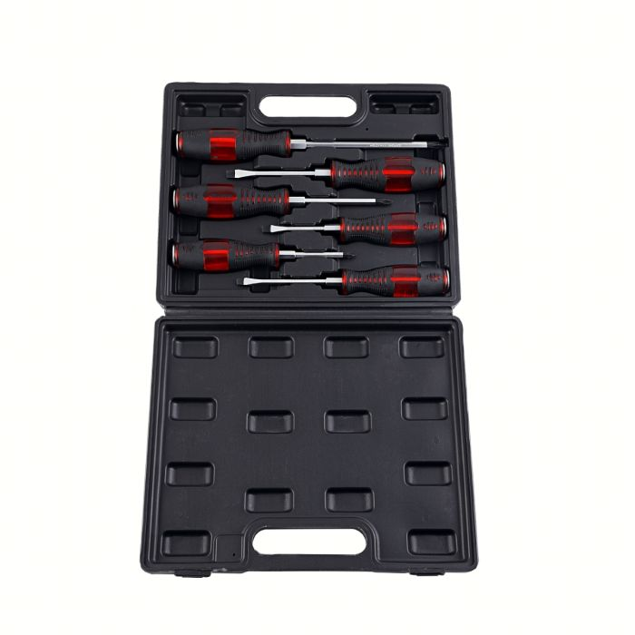 6pcs Screwdriver Set With Case - 6 Screwdrivers, 3 Slotted & 3 Phillips With Ergonomic Handles And High Grip Textured Panels For Comfortable Usage