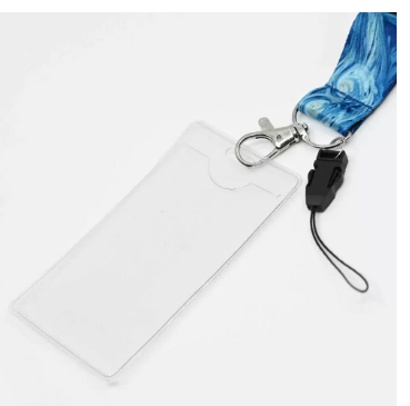 FIS Bag of 1 Fancy Lanyard With Metal Hook Width:2.5CM, Length:90CM with Transperent Name Badge 62x102 MM Deep sea Blue Color -FSNAF3-1
