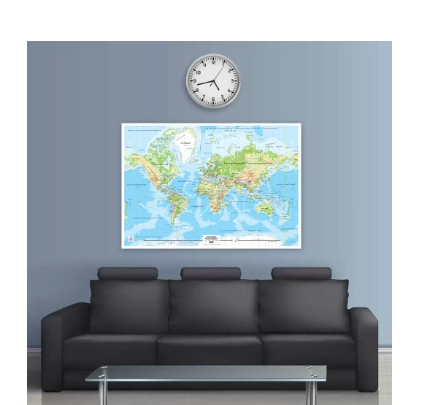 FIS "WORLD" Wall Map with Glossy Lamination, Arabic Language, Size 70x100cm, Printed in Multicolour - FSMA70X100AR