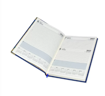 FIS 2023 Diary A4 PU English 1-Side Padded Gold Corner Blue - FSDI48EPG23BL