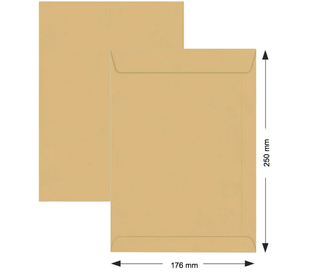 Hispapel Brown Envelope 176 x 250mm 10'' x 7" 120gsm 250pcs-box
