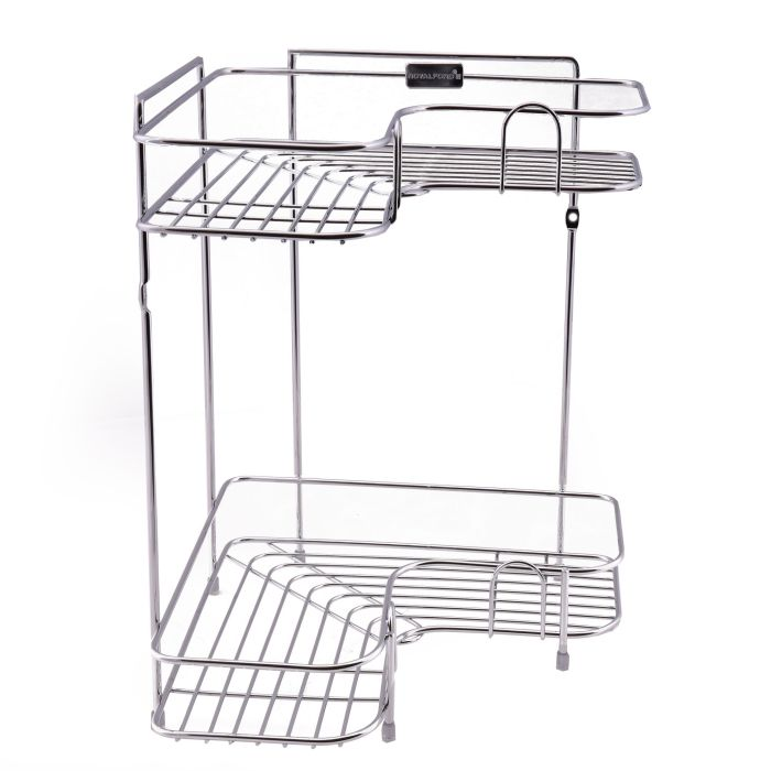 2 Tier Corner Rack - Rust Free Stainless Steel Shower Caddy Rack Bathroom Organizer Corner Shelf | Ideal For Bedroom, Bathroom, Kitchen Or Living Room