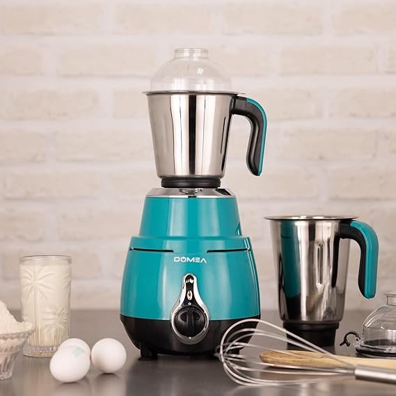 DOMEA Mixer Grinder, 750 Watts, Stainless Steel, 3 Jars, 3 Speed + Pulse, 1.5L Liquid Jar, 1 L Grinder, 400ml Chutney Jar