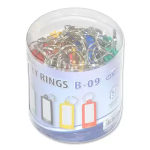 FIS Key Rings 50 Pieces Per Pack, Assorted Colors, 6 x 2.1 cm Size - FSKCB-09