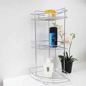 Royalford 3 Tier Corner Rack - Stainless Steel - Silver