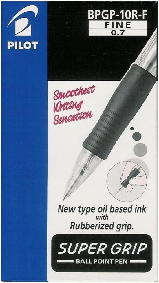 Pilot BPGP-10R-F Supergrip Retractable Ballpoint Pen, Black 0.7 mm