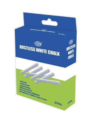 FIS DUSTLESS WHITE CHALK 12PCS