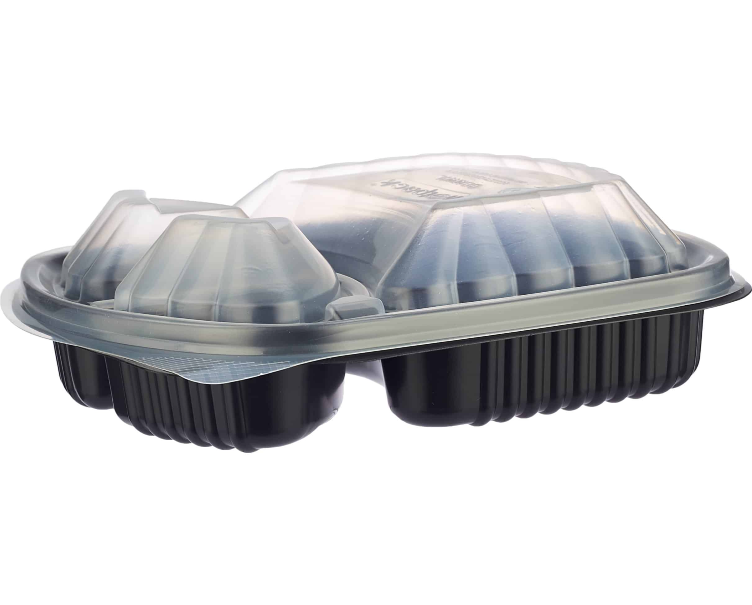 Black Base Rectangular 3-Compartment Container 250 Pieces