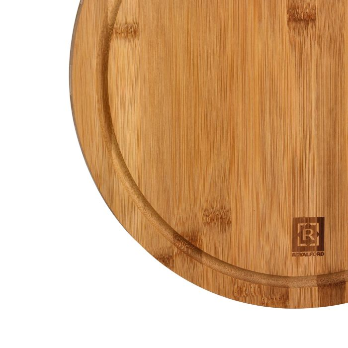 Royalford Organic Bamboo Round Cutting Board - Large Kitchen Cutting Board | Best For Food Prep, Meat, Vegetables, Bread & Cheese | Durable, Lightweight Design & Eco Friendly Material