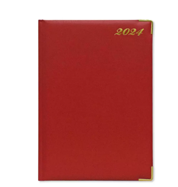 FIS A4 Diary 2024 English (Golden Corners) Red - FSDI42E24RE