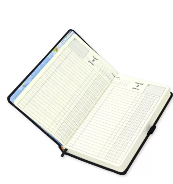 FIS French Diary 2024, PU 1-Side Padded, Round Corner, Black - FSDI29FRPU24BK