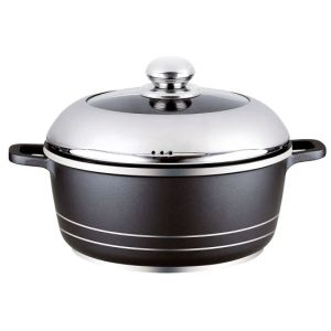 Royalford Die Cast 36 Cm Casserole With Glass Lid - Aluminium - Black