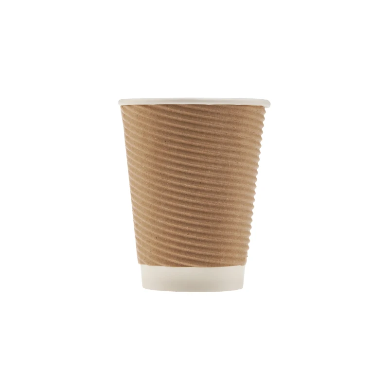 Kraft Round Ripple Paper Cups 12oz