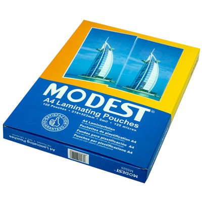Modest A4 Laminating Pouches 125 Micron 100 Pouches