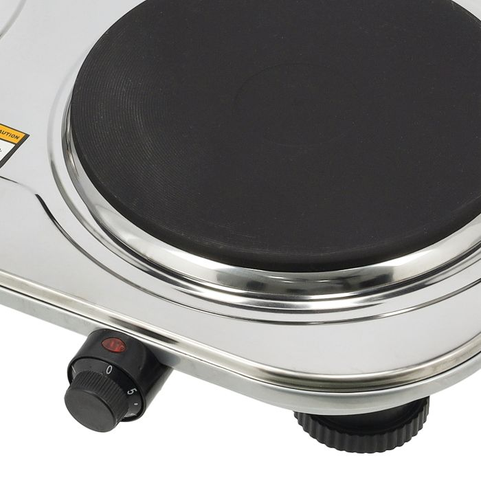 Stainless Steel Double Hot Plate, Indicator Light, GHP32024 - 2500W, Adjustable Temperature Control, Overheat Protection, 2 Years Warranty, Non-Slip Feet, Auto Thermostat, Hot Plate For Kitchen, Campi