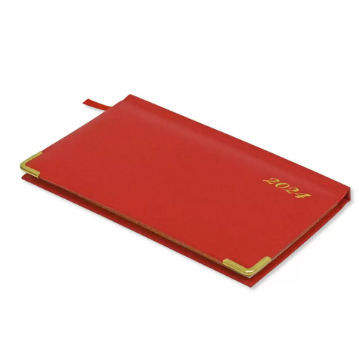 Fis 2024 Golden Slim English Diary Vinyl, 1 Side Padded Red -FSDI52EG24RE