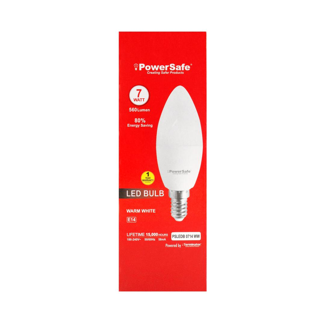 PowerSafe brand 7W LED Candle Bulb E14 – Warm White
