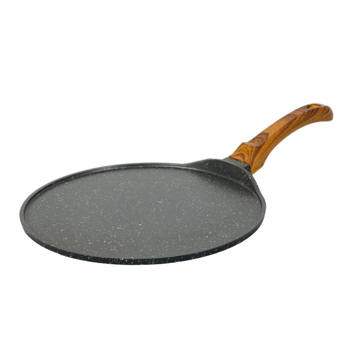 Flat Griddle Tawa, Granite Coated Aluminium, RF10766 | 5 Layer Construction | Strong Wood-Finish Bakelite Handle | Compatible With Gas, Hot Plate, Halogen, Ceramic