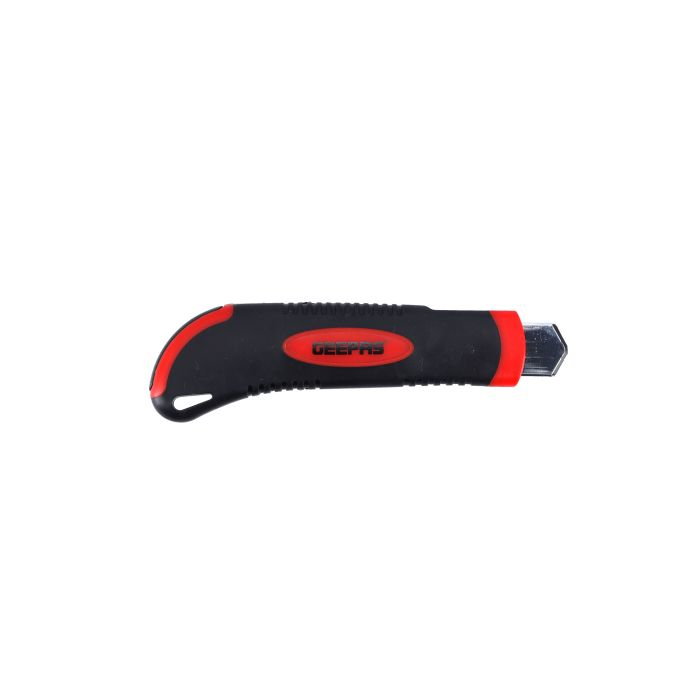 Geepas GT59241 Retractable Safety Utility Knife - Portable Multi-Purpose Outdoor Knife | Ergonomic Handle & Razor-Sharp Blades | Safety Toolkit With Safe Internal Blade Storage