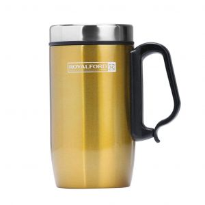 Royalford Coffee Mug - Stainless Steel - Gold - 280 ML