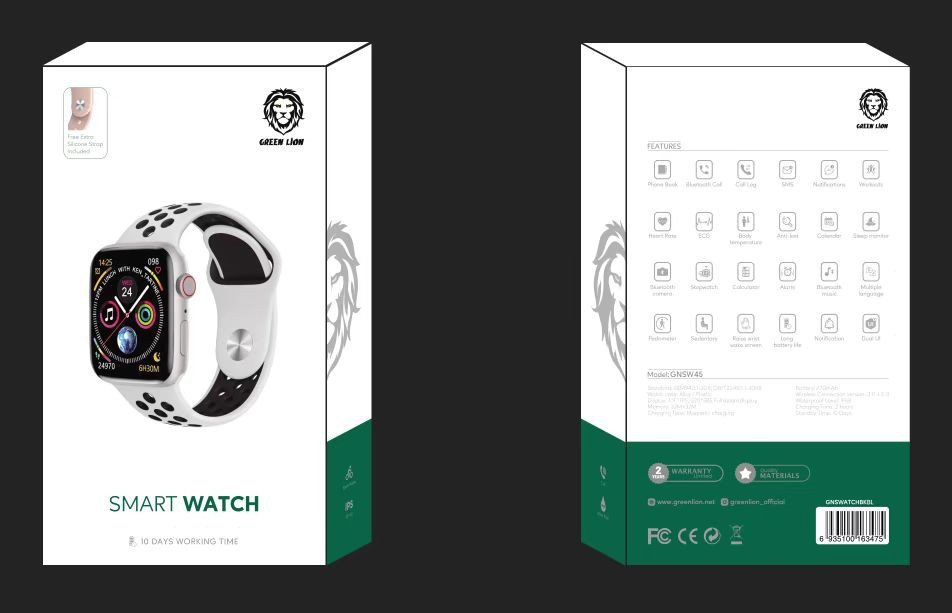 Green Smart Watch 45mm - White/Black