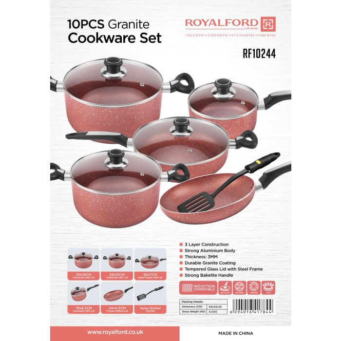 Royalford 10Pcs Non Stick Cookware Set