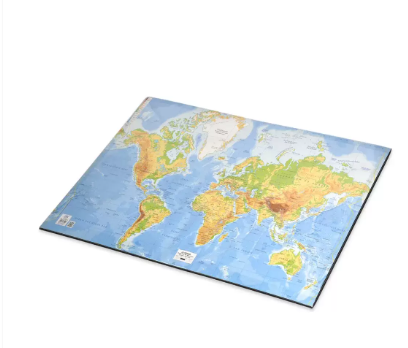 FIS PVC Desk Blotter with World Map 365X598mm, French - FSDEWM-FRN