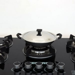 Royalford Appam Pan With Lid - Aluminium - Black - 22 CM