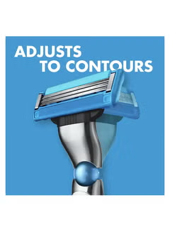 Mach3, Turbo 3D, 4 Blade Refills, Silver/Blue